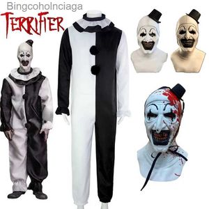 Tema Traje Arte O Palhaço Cosplay Filme Terrifier 2 Arte O Palhaço Cosplay Come Macacão Máscara Halloween Vem Máscara para Homens MulheresL231013