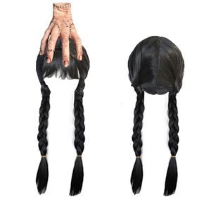 Saç Aksesuarları Çarşamba rol yapma peruğu kız aksesuarları kafa bandı asası taç takı seti peruk örgü prenses kostüm aksesuarları 231013