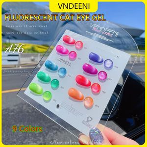 Лак для ногтей Vendeeni, набор 9 цветов, флуоресцентный гель для кошачьих глаз, полуперманентный 3D Magic UV LED, отмачиваемый лак 231012
