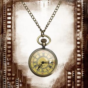 Kolye Kolyeler Vintage Bronz Cam Steampunk Cep Saat Zinciri Kolye Retro Antik Takı Hediyeleri