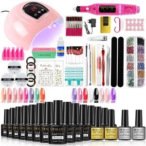 Unisex Nail Art Kits with 30-Color Polish Set, Extend Poly Gel, Manicure Sets with 120W UV LED Lamp, Stainless Steel Tools