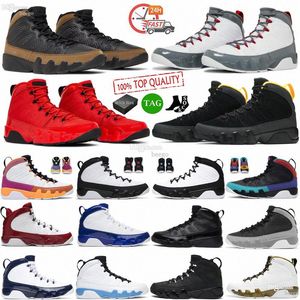 Jumpman 9 Erkek Basketbol Ayakkabıları 9s Geri Sayım Paketi Şili Ateş Kırmızı Üniversite Altın Toz Mavi Erkekler Eğitmenler Spor Ayakkabıları Shoeysq3#