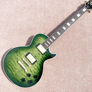 Gülağacı klavye, yeşil patlama rengi, quilte akçaağaç üstü, altın donanımlı özel elektro gitar, ücretsiz gönderim