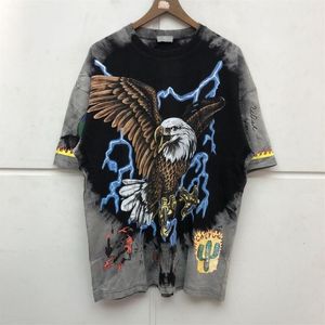 2022SS Tie Dye Футболка Мужчины Женщины Качественная футболка Wash Make Old Tops Tee257f