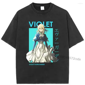 Homens camisetas Violet Evergarden Anime Homens Mulheres T-shirt Camisa Harajuku Imprimir Roupas Hip Hop Tops Tees Verão