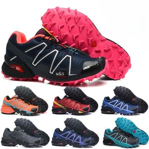 Sıradan Ayakkabı Tasarımı Moda Solomon Speed ​​Cross 3 Koşu Ayakkabıları Kız Kızlar Hız Cross 3 Donanma Turkuaz Pembe Dağcı Açık Hava Erkekler Spor Spor Ayakkabıları