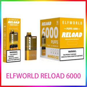 Оригинальный комплект для перезарядки ELFWORLD, электронная сигарета, 6000 затяжек, Type-C, аккумулятор 650 мАч, перезаряжаемый испаритель, сетчатая катушка 12 мл, предварительно заполненный испаритель crazvapes