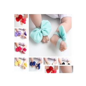 İlk Yürüyüşçüler Bebek Sandalları Bowknot Ayakkabıları Er Foot Chiffon Bow Ties Bebek Kız Çocuklar İlk Walker Pography Props 14 Renk A164 Bebek, Ki Dhdri