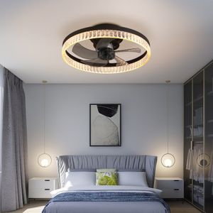 Ceiling Fans with Lights, Minimalist Ring Led Chandelier Fan with Remote Control Modern Ceiling Lamp for Bedroom Nursery Living Room