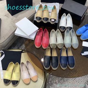 Lambskin Espadrilles Cap Toe% 100 Gerçek Deri Tasarımcılar Kadın Tuval Espadrilles Flats Lüks Elbise Ayakkabı Somunlar Günlük rahat klasik balıkçı boyutu 35-42