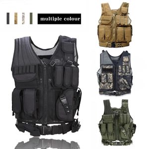 600D Nylon Tactical Vest for Outdoor Activities, CS Field Game Protection Gear, Expandable Black Combat Vest