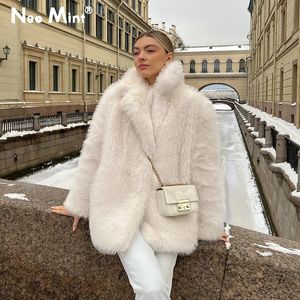 Women's Fur Faux Fur Iconic Luxury Brand Fashion Fluffy Furry Faux Fur Jacket Women Winter Shaggy Overcoats Thick Warm Long Fur Coat Outerwear 231013