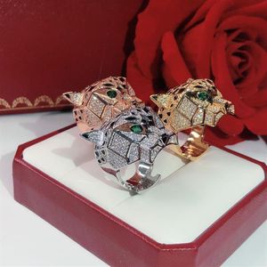 Мужское кольцо золото классические модные вечерние кольца брендовые женские роскошные черные ювелирные изделия роза леопардовая пантера полное сверление Weddin3235