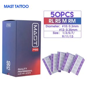 Dövme İğneleri 50pcs/Kutu Karışık Boyut RL/RS/RM/M Sterilize Direk Dövme PRO Kartuş İğneleri Dövme Makinesi için Kalıcı 0,3mm/0.35mm 231013