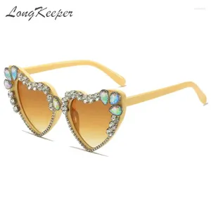 Солнцезащитные очки женские в форме сердца Diy Diamond модные очки Роскошные стразы брендовые дизайнерские вечерние пляжные женские козырьки от солнца
