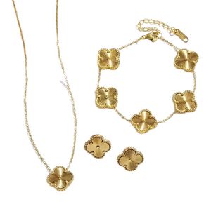 4 trevo de quatro folhas conjuntos de jóias designer luxo diamante concha moda feminina pulseira brincos colar dia dos namorados aniversário giftq10
