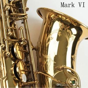 Nuovo modello Mark VI lacca dorata E piatto sassofono contralto marca strumento musicale professionale sax con custodia in pelle ancia in ottone.boccaglio