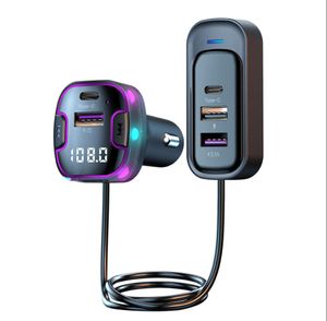 Bluetooth 5.3 FM-передатчик Автомобильный комплект Handfree Задний ряд Автомобильное зарядное устройство с двумя USB-портами 3.1A Поддержка U-диска MP3-модулятор Музыкальный плеер CS6 CS8 C49