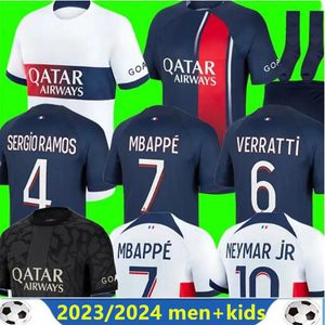 23 34 Maillots De Futbol Paris Futbol Formaları Mbappe Lee Kang, Hakimi 2023 2024 Paris Futbol Gömlek Marquinhos Verratti Maillot Ayak Erkek Çocuk Kiti