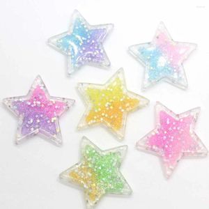 Dekoratif Çiçekler 20/50 PCS Gradyan Düz Arka Yıldız Cabochon 41mm Mini Glitter Stars Flatback Diy Craft Malzemeleri Çocuk Saç Pin Aksesuarları