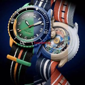 2023 Top New Bioceramic Case Co-branded Luxury Designer Watch Movimento Mecânico Dial Watch Mens Relógios Full Function Chronograph Nylon Watch