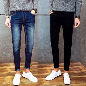 Erkek kotları 27-34 erkekler bahar yaz sonbahar moda gündelik klasik ayak bileği uzunluğu ince fit sıska düz streç uzun denim pantolon