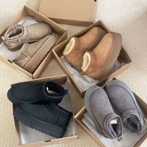 Pantofole Tazz da donna Semi di senape Tasman Ciabatte in pelliccia di castagno Pelle di pecora Shearling Stivale classico con plateau ultra mini Ciabatte invernali Donna Uomo Scarpe da neve Stivaletti in pelle scamosciata