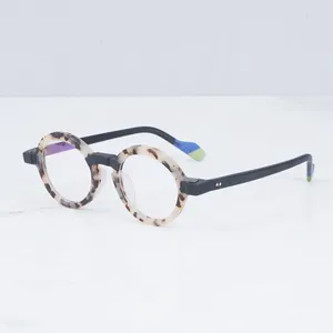Оправа для солнцезащитных очков, ацетатная круглая двухцветная уникальная женская оправа для очков, необычные мужские очки по рецепту, индивидуальные маленькие очки