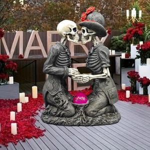 1pc Purple Lantern Ghost Couple, Halloween Wedding Party Decorations, Outdoor Solar Powered Halloween Garden Decorations