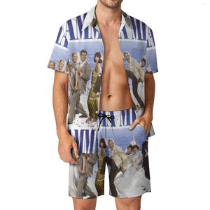 Мужские спортивные костюмы Mamma Mia Cast Poster, мужские комплекты для отпуска, повседневный комплект с рубашкой, летние шорты на заказ, модный костюм из 2 предметов, большой размер