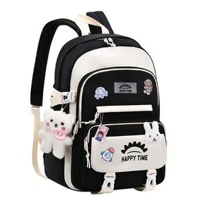 Okul çantaları güzel okul sırt çantası kızlar sevimli okul çantası genç kızlar için öğrenciler için gündelik seyahat gün çantaları pimler ve kolye 231016