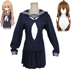 Cosplay anime tiger ejderha toradora aisaka taiga cosplay kostüm peruk okulu jk denizci üniforma sevimli loli kıyafeti Hallowen takım elbise