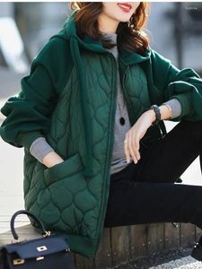Женские плащи, пуховая хлопковая куртка 2023, осенне-зимняя модная свободная повседневная стеганая куртка, женская, большого размера, с капюшоном, бархатная, легкая