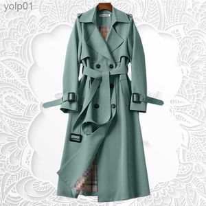Женские куртки, весенне-осенний плащ, женский новый пояс, корейский двубортный женский плащ средней длины, пальто, ветровка FeL231016
