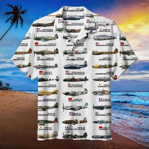 Мужские повседневные рубашки, гавайская одежда с короткими рукавами, мужская уличная одежда с 3D принтом самолетов, крутая блузка с лацканами на пуговицах с верхом, 2023