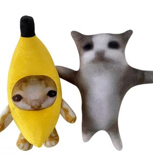 20-30cm muz kedi ağlayan yüz yapmak sevimli komik mutlu doldurulmuş hayvanlar oyuncak yumuşak 231016