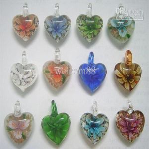10pcs çok renkli kalp murano lamba cam kolye diy zanaat moda takı hediyesi pg01241i