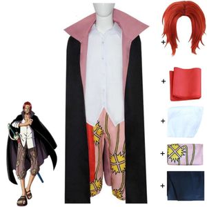 Cosplay anime shanks dört imparator iki yıl önce film kızıl saç korsanları cosplay kostüm peruk pelerini gömlek pantolon yetişkin kıyafeti cadılar kolu takım elbise