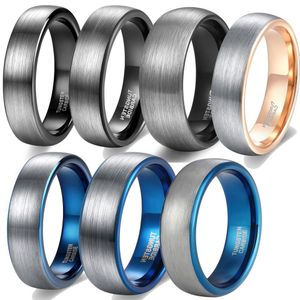 Обручальные кольца для влюбленных, круглый размер 4 мм, 6 мм, 8 мм, черное матовое кольцо из карбида вольфрама для мужчин, женщин, куполообразное обручальное мужское кольцо, размер 5-14