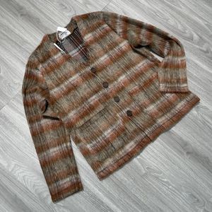 Cardigan marrom mohair mistura de lã suéter casual outono inverno gola em v casaco de pele suéter grande para homens