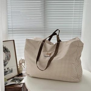 Seesäcke Quilt-Tasche Reisetasche mit Kleidungsaufbewahrung Tragbares Canvas-Schultergepäck für Frauen