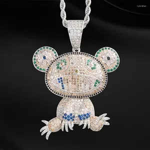 Ожерелья с подвесками из кубического циркона, цветное ожерелье-лягушка с веревочной цепочкой, хип-хоп, золото, серебро, очаровательные подарочные украшения для мужчин и женщин