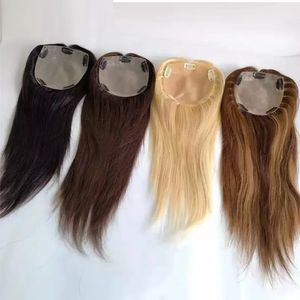 Dantelli peruk 15x16cm Elle bağlanmış ipek taban Remy klipsinde insan saçı peruk toppers inceltilmiş beyaz kadınlar için Rusça 231013