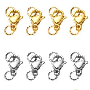 Charms 300 Stück Gold Edelstahl Charms Karabinerhaken Haken Verbinder Biegeringe für Armband Halskette Kette DIY Schmuckherstellung Fi Dhlyg