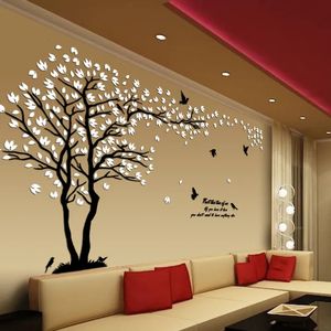 Duvar Çıkartmaları Büyük Beden Aşıklar Oturma Odası TV Sofa 3D Sanat Dekorasyon Aksesuarları için Ağaç Akrilik Ev Dekoru 231017