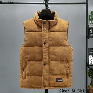Mens Tank Tops Thick Warm Vest Autumn Winter Cotton Padded Sleeveless Jacket Men Casual Stand Collar Oversized Waistcoat Vests Male 231016