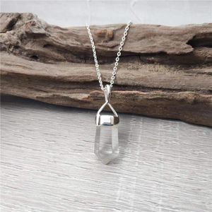 Ожерелья с подвесками FUWO 1 шт., ожерелье из натурального прозрачного кварца, посеребренные ювелирные изделия, классические полудрагоценные камни, подарок ручной работы для женщин