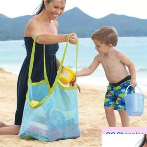 Depolama çantaları toptan büyük boyutlu çocuklar kum uzakta korunabilir örgü çanta çocuk plaj oyuncakları kıyafetler havlusu bebek oyuncak sundues wome homefavavor dhhesm