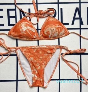 kadın tasarımcı moda çapraz askı mektubu baskı mayo bikini kadınlar mayo bandaj seksi banyo yüzer oneepiece takım elbise