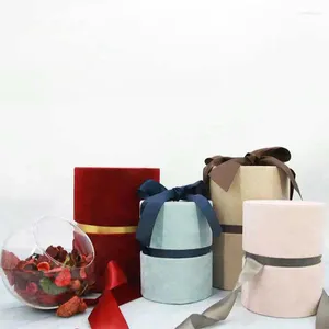 Подарочная упаковка, 1 шт., круглая бархатная коробка, флорист, шляпные коробки, держатель для ручек, настольный органайзер, упаковка для конфет, шоколадного печенья для свадьбы, Рождества